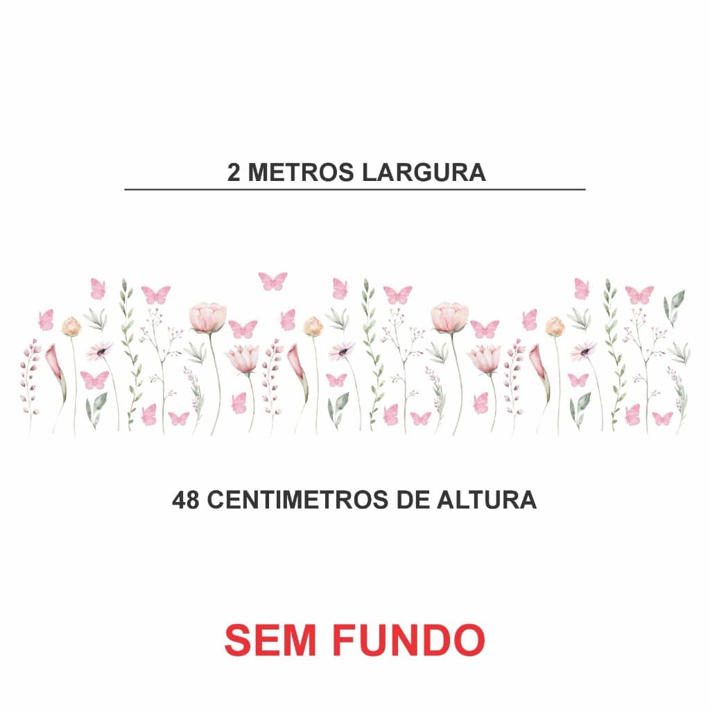 Adesivo de Parede em Recorte sem fundo flores supensas jardim Tulipa 200x48cm - Algidecor