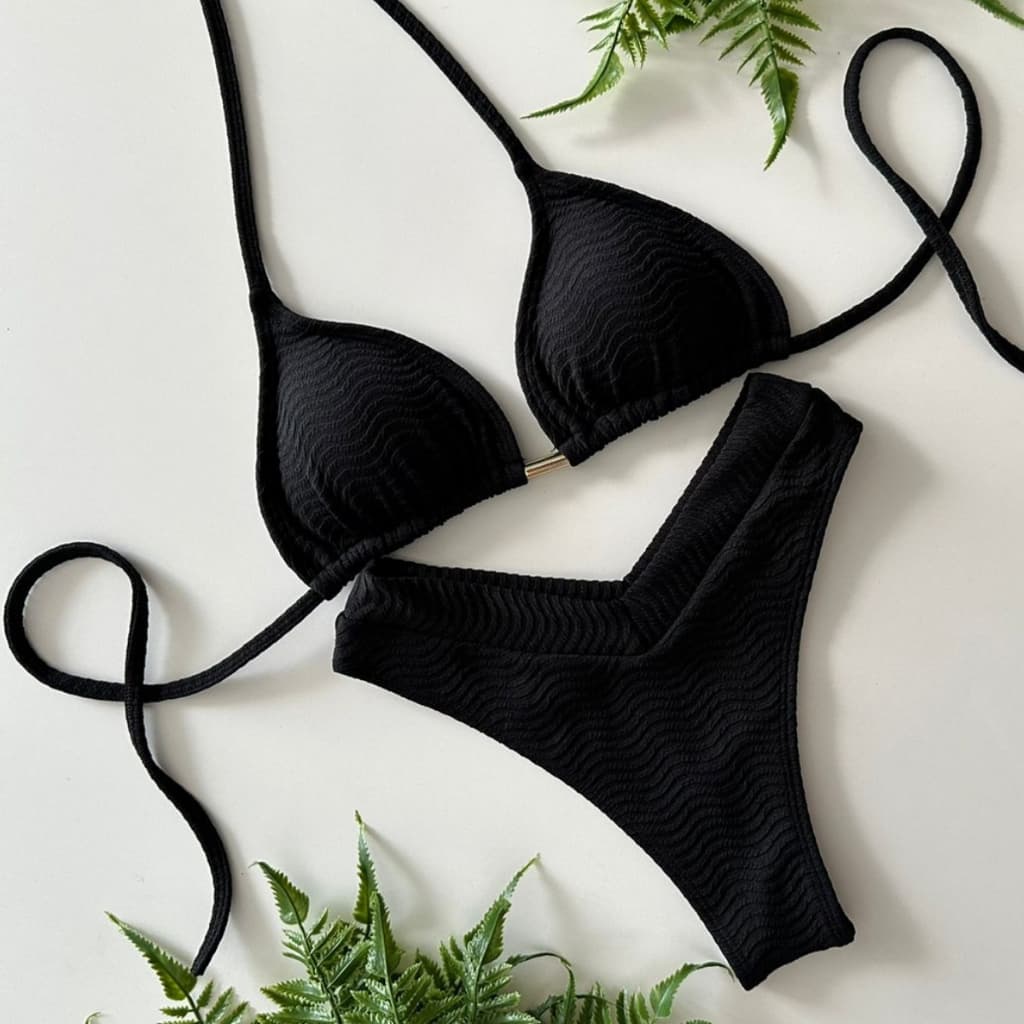 Biquiní Top Cortininha Calcinha LIPO Asa Delta de Cós Cintura Alta PROMOÇÃO