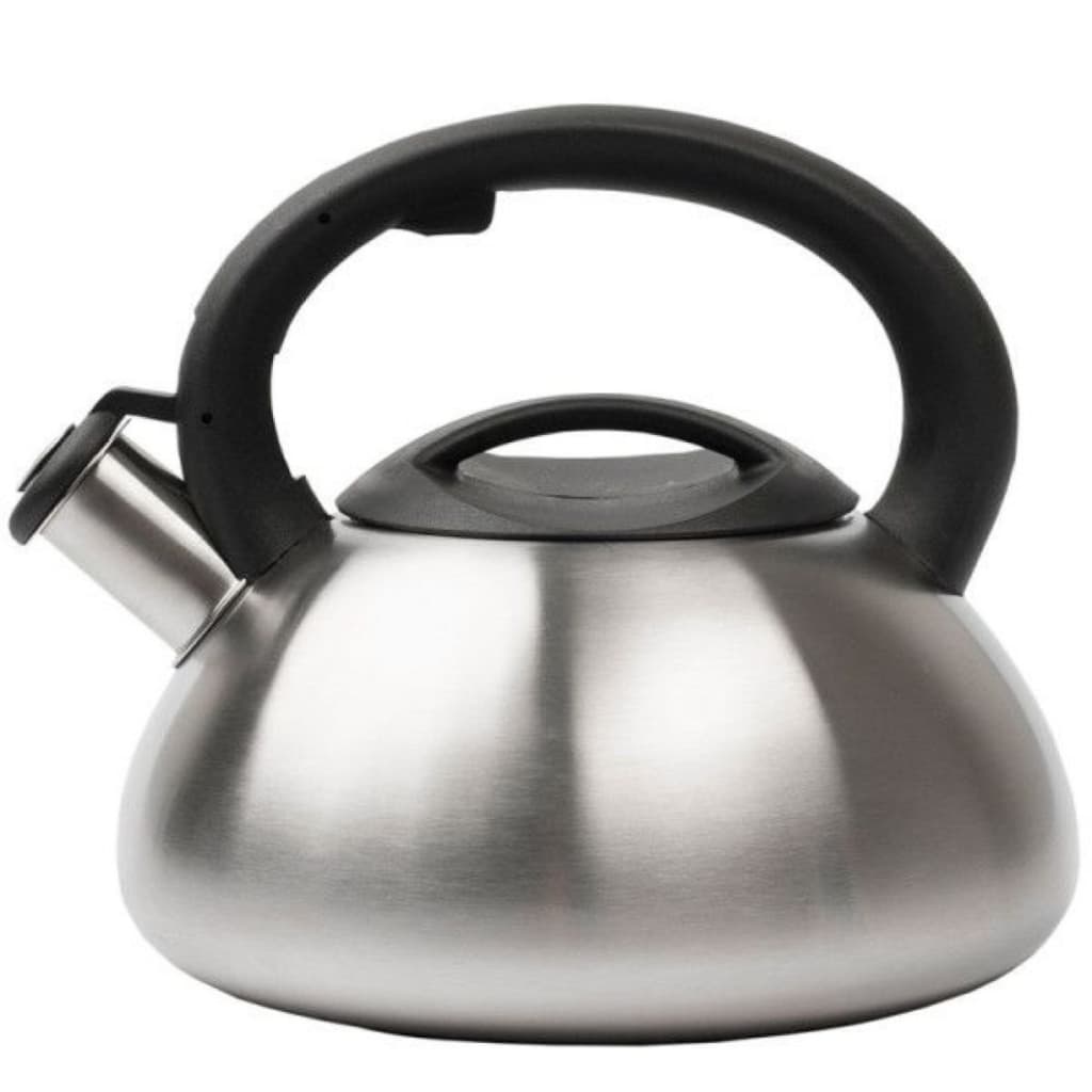 Chaleira de Inox não Tóxico Prata com Apito 3 Litros Compatível com Fogão a Gás Indução e Elétrico Alça Ergonômica Vapor