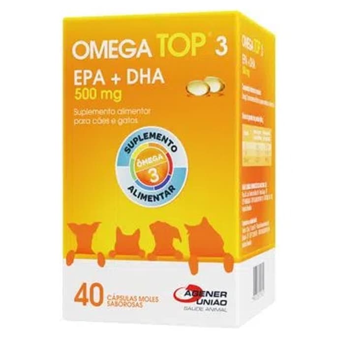 Omega Top 3 Suplemento Alimentar Para Cães e Gatos 500 Mg