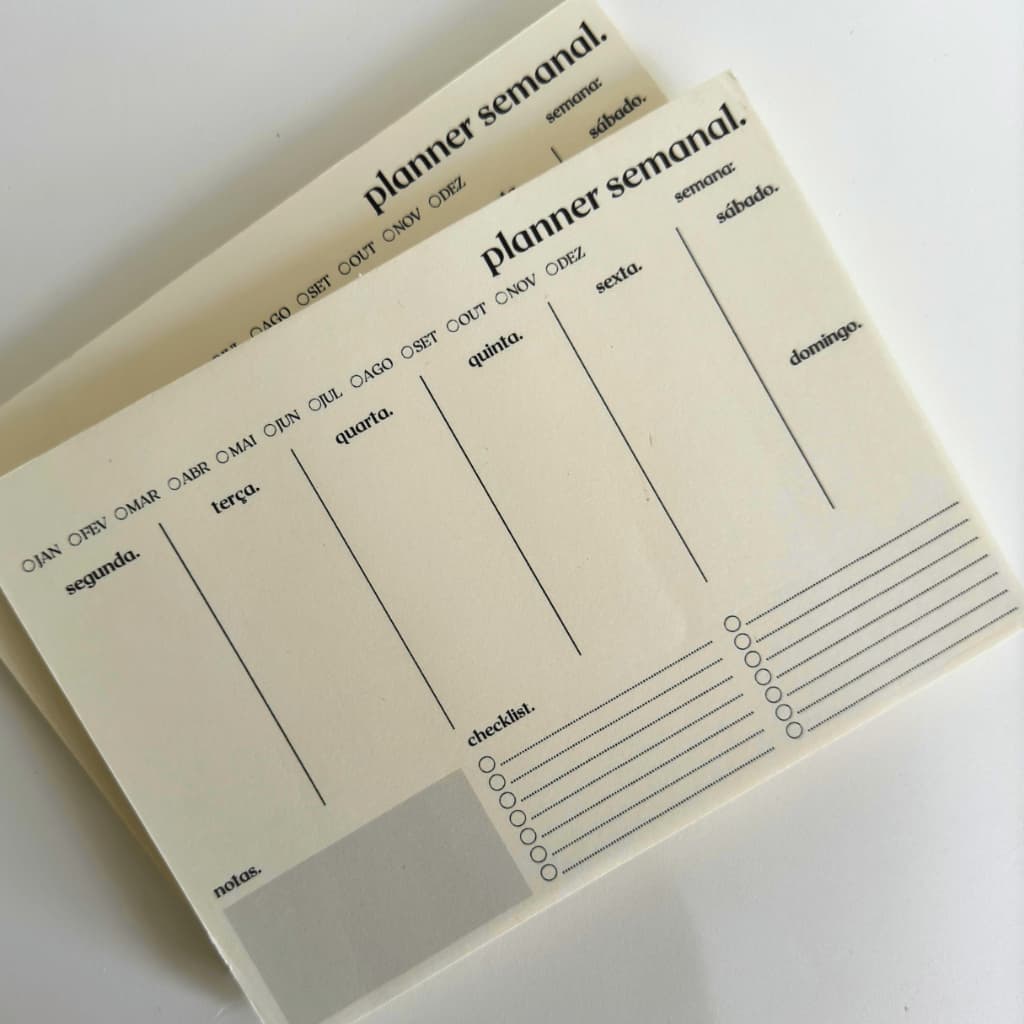 Planner semanal PAISAGEM minimalista de mesa - Bloco de anotações destacável em papel Pólen