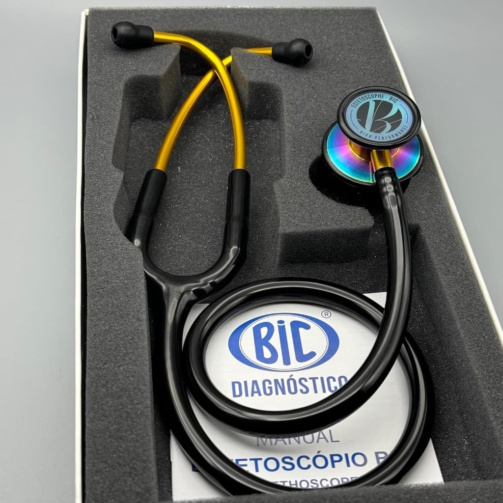 Estetoscópio Bic Eternity III Black Rainbow Excelente Ausculta - Ideal enfermagem e estudantes garantia de 5 anos