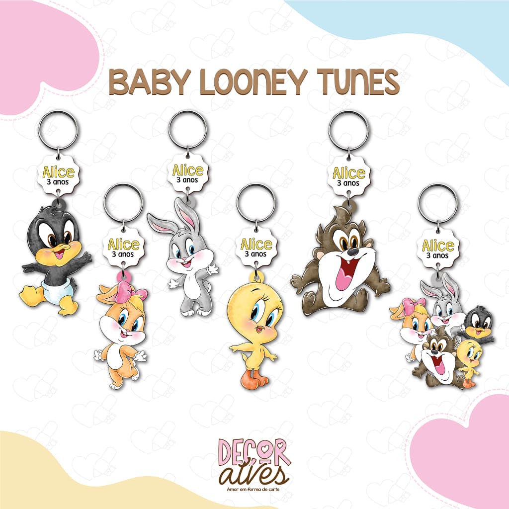 Baby Looney Tunes - Chaveiro Personalizado MDF brilhoso Lembrancinha infantil