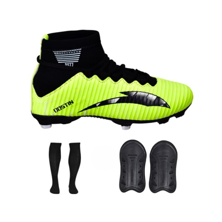 Chuteira Campo + Meião + Caneleira Botinha Cano Alto