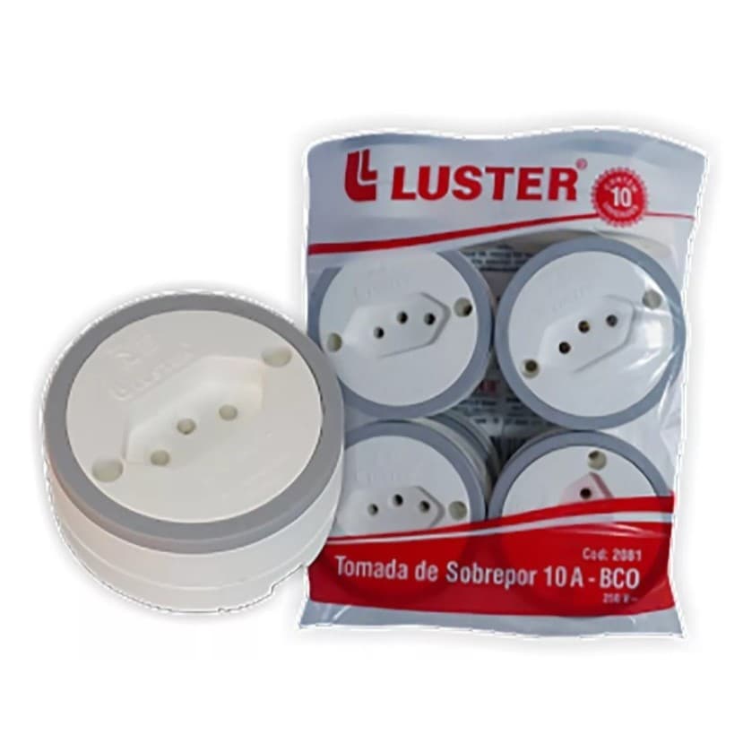 Kit 10 Peças Tomada 10A Externa Luster Branca de Sobrepor