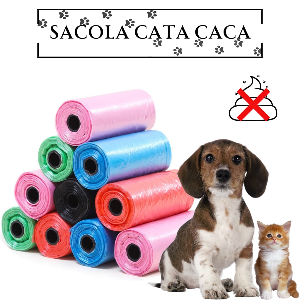Kit 3 Rolos Sacola  de Lixo Cata Caca Refil de Cachorro Gato