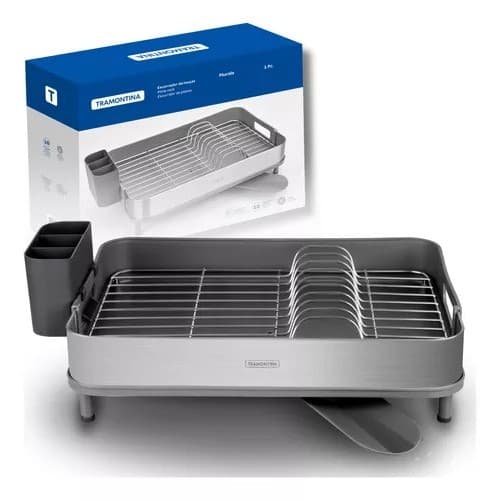 Escorredor de Louça Tramontina em Aço e Polipropileno Com Secador Porta Talheres