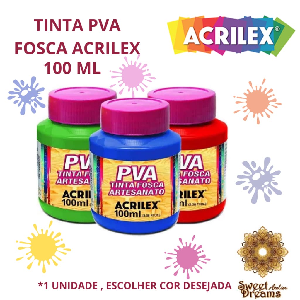 TINTA PVA FOSCA ACRILEX 100ML 1 UNIDADE