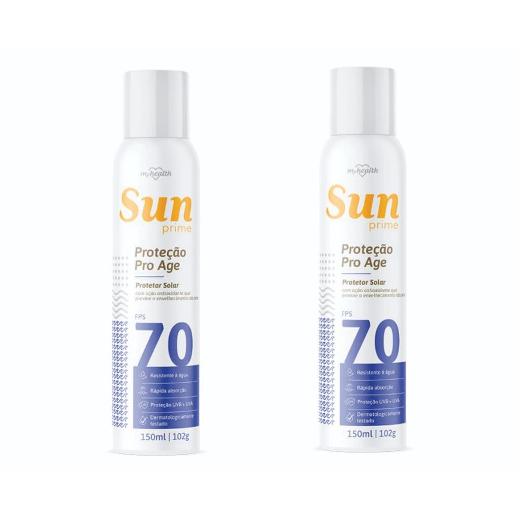 Protetor Solar Spray FPS 70 Kit Com 2 Unidades Sun Prime Aerosol 150ml