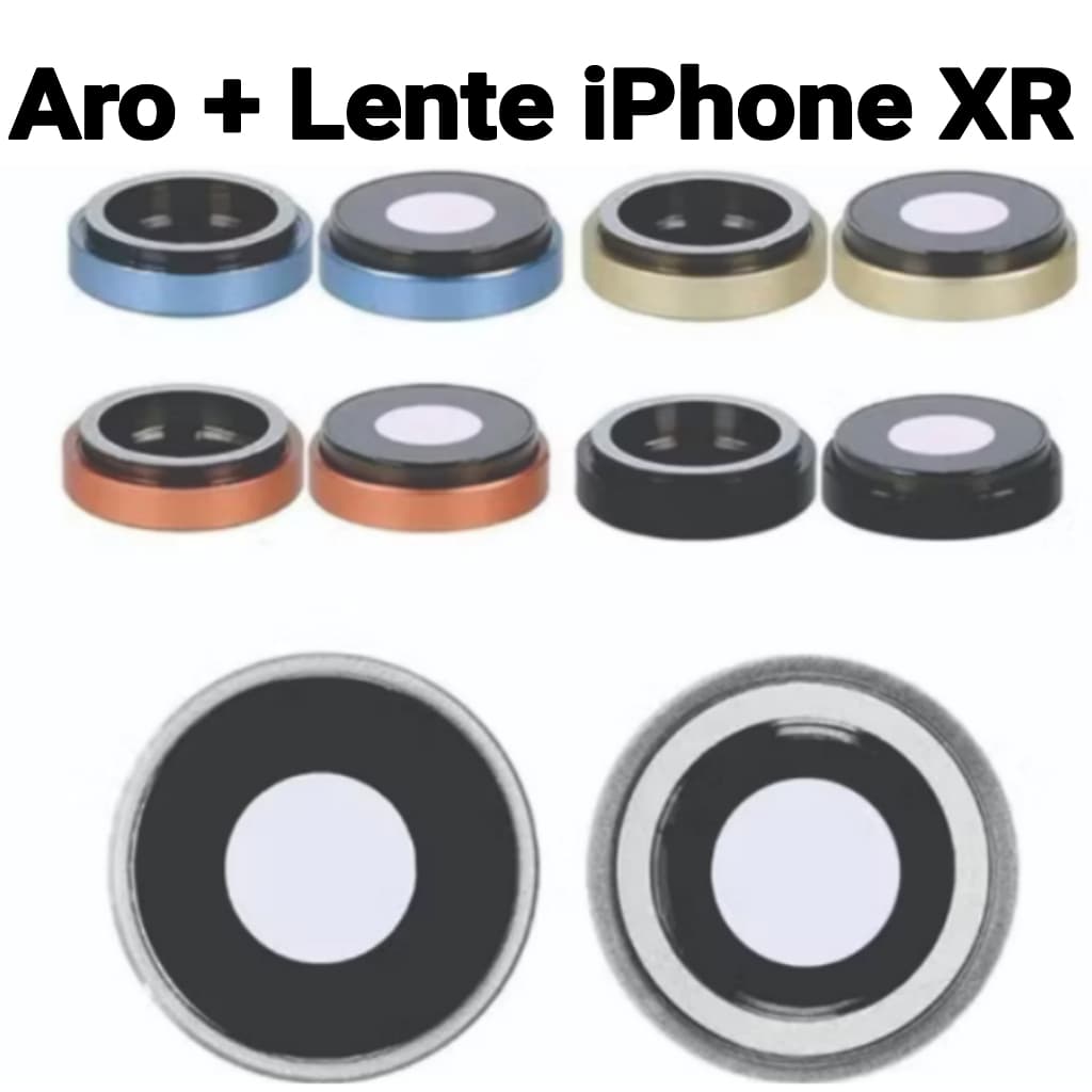 Kit Aro + Lente iPhone Xr Com Aro Suporte para Lente da Câmera de Vidro Traseiro Lente iPhone Xr Vidrinho