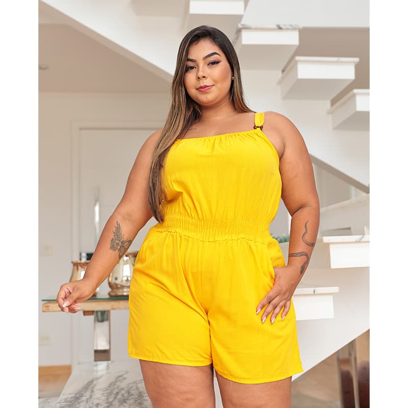 Macaquinho midi  mais vendido casual macacão alça grossa moda praia feminina Verão Tendência 2025