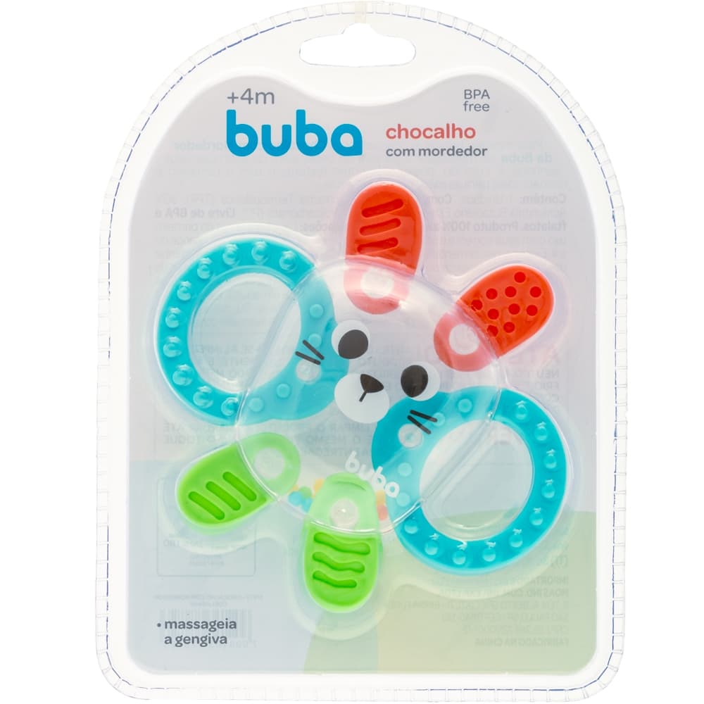 Mordedor Com Chocalho De Coelhinho Divertido Multi Texturas Com Silicone 17872 - Buba