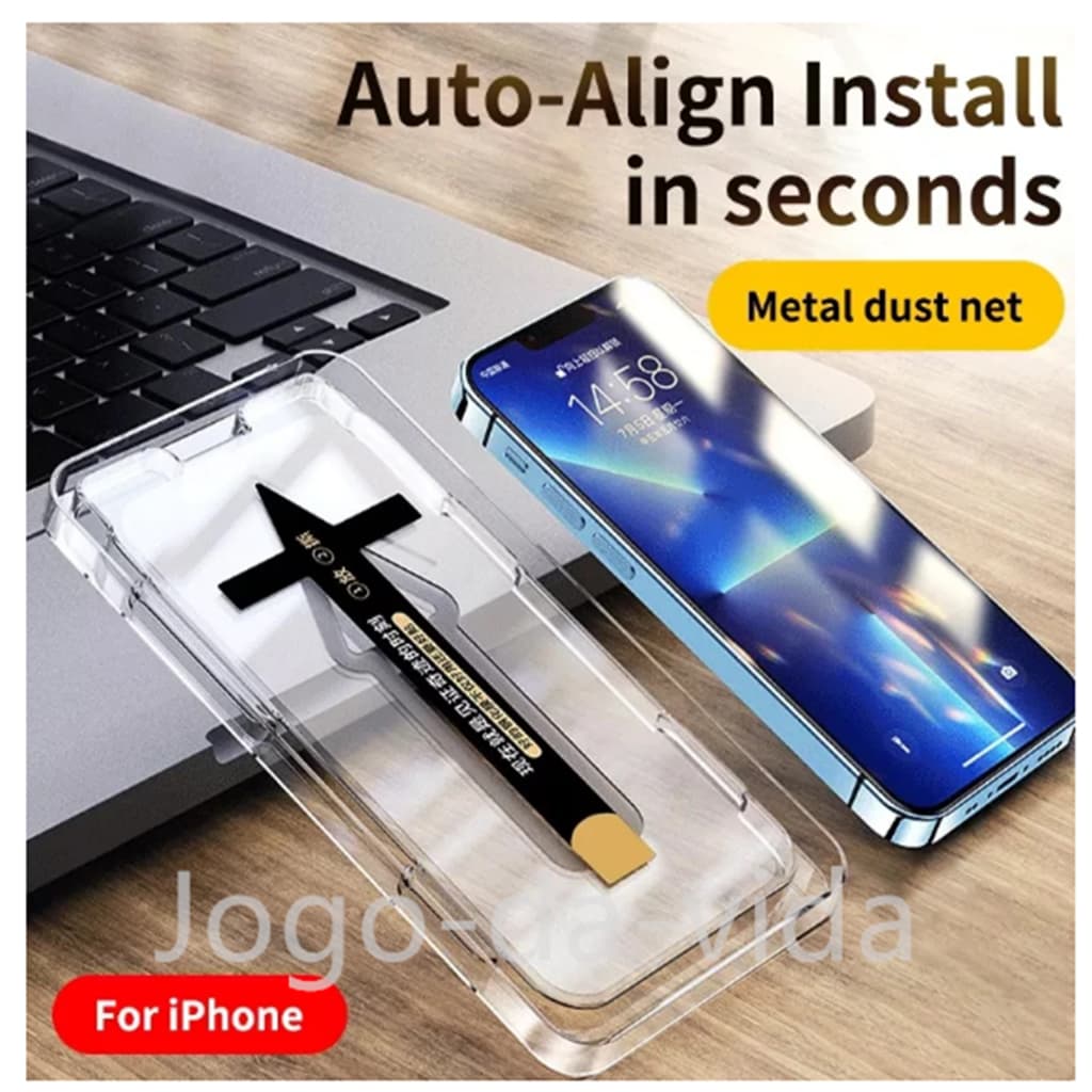 Película Premium Magic Box Full Cover Brilho HD iPhone Com Limpeza Automática 17 16 15 14 13 12 11 XR MAX PRO MAX PLUS