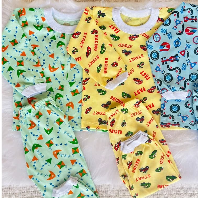 Pijama infantil de menino manga longa 100% algodão a malha