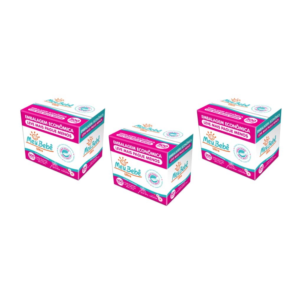 KIT TOALHA UMEDECIDA MEU BEBÊ ULTRA 1500 FOLHAS (3pcksX500fls)