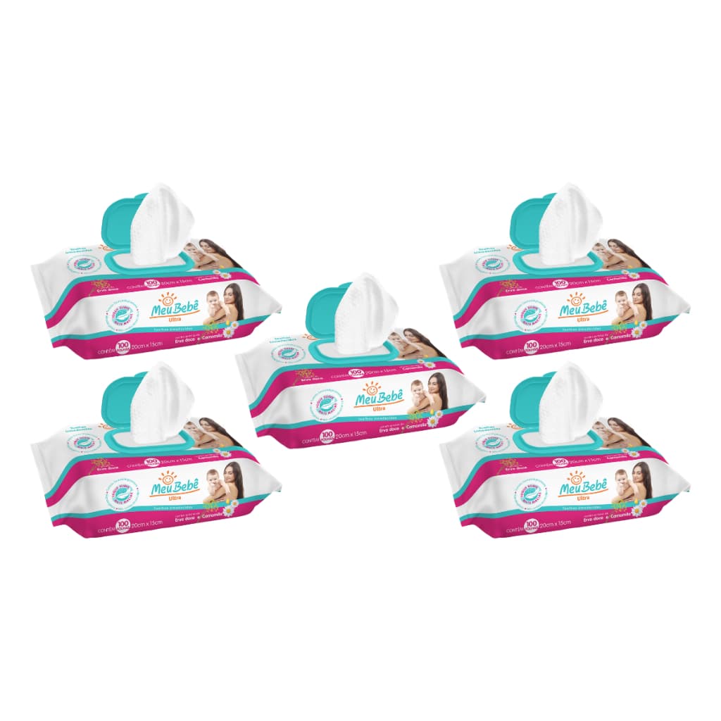 KIT TOALHA UMEDECIDA MEU BEBÊ ULTRA 500 FOLHAS (5undX100fls)