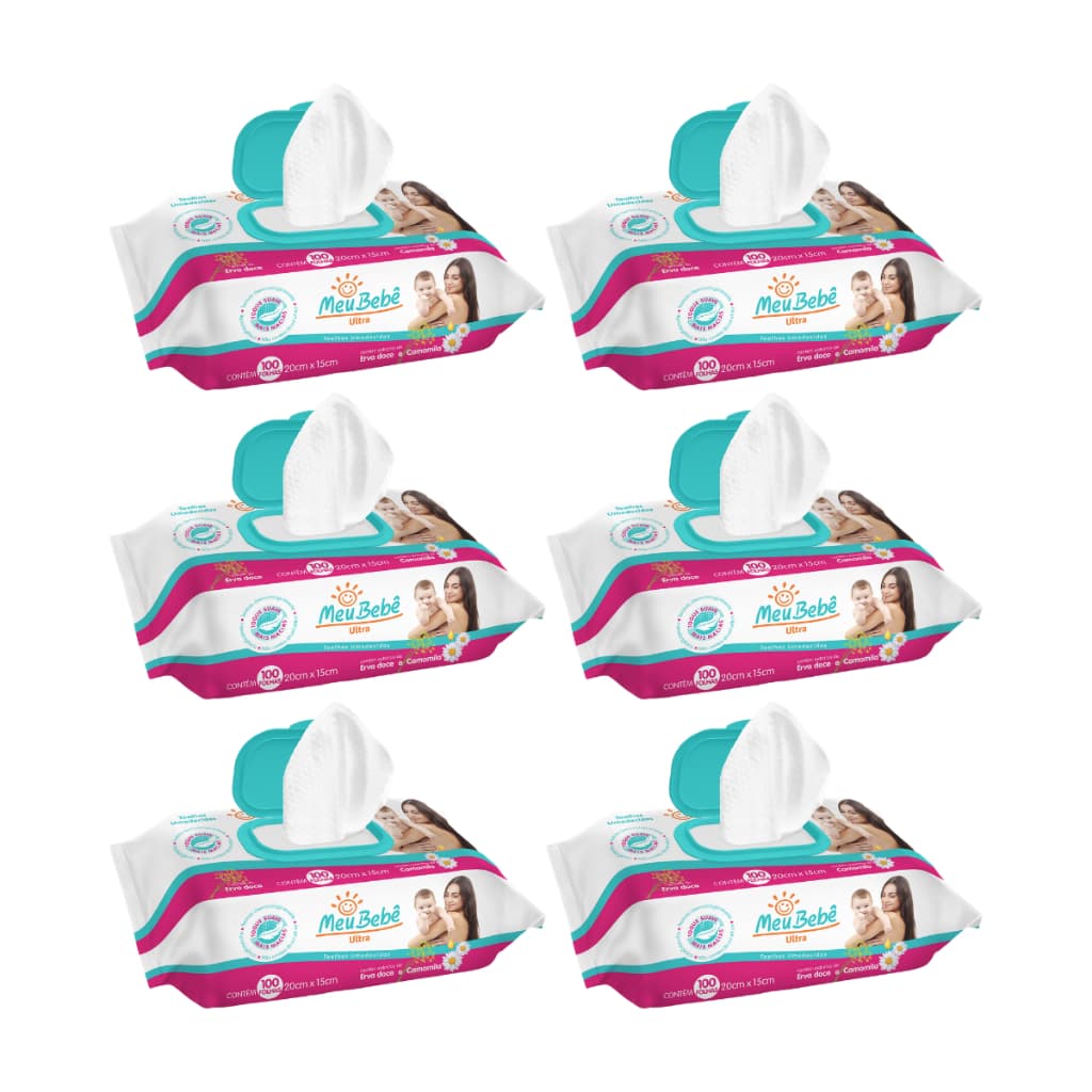 KIT TOALHA UMEDECIDA MEU BEBÊ ULTRA 600 FOLHAS (6undX100fls)