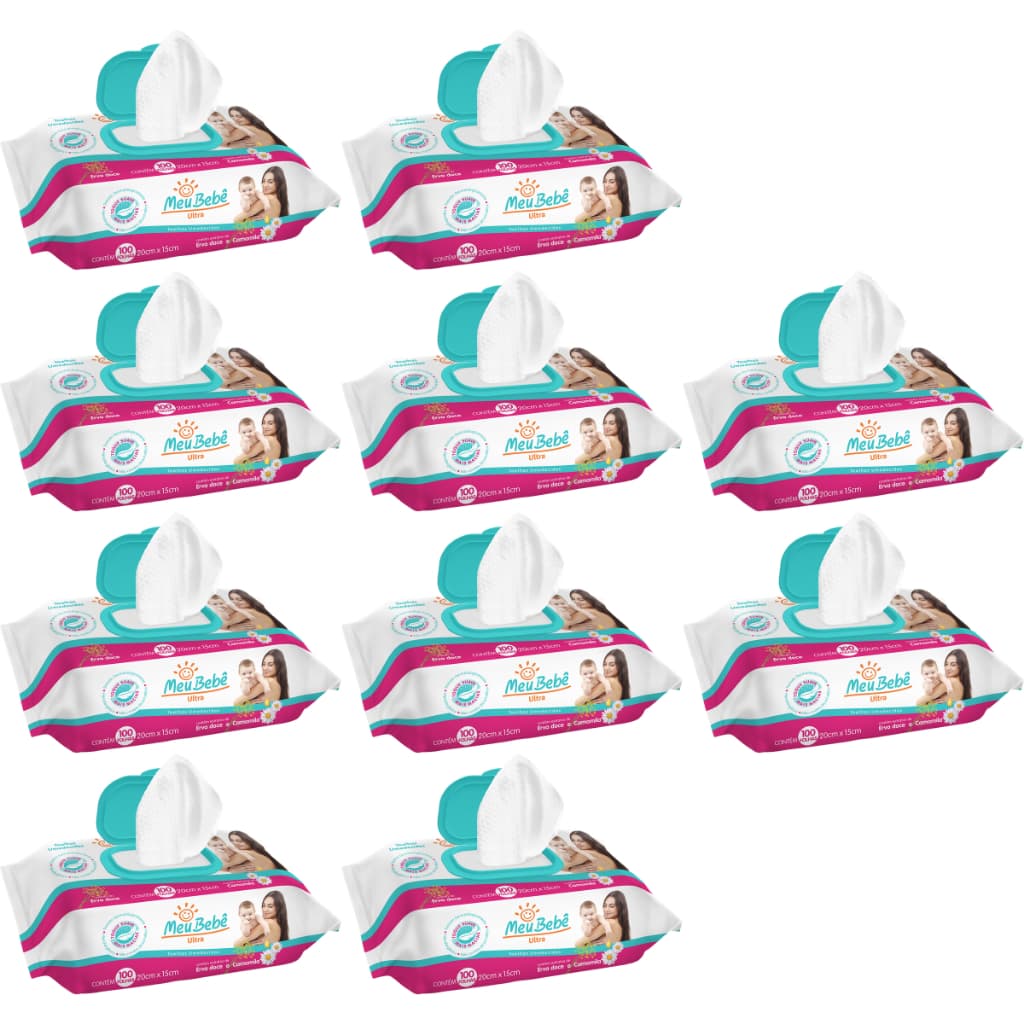 KIT TOALHA UMEDECIDA MEU BEBÊ ULTRA 1000 FOLHAS (10undX100fls)