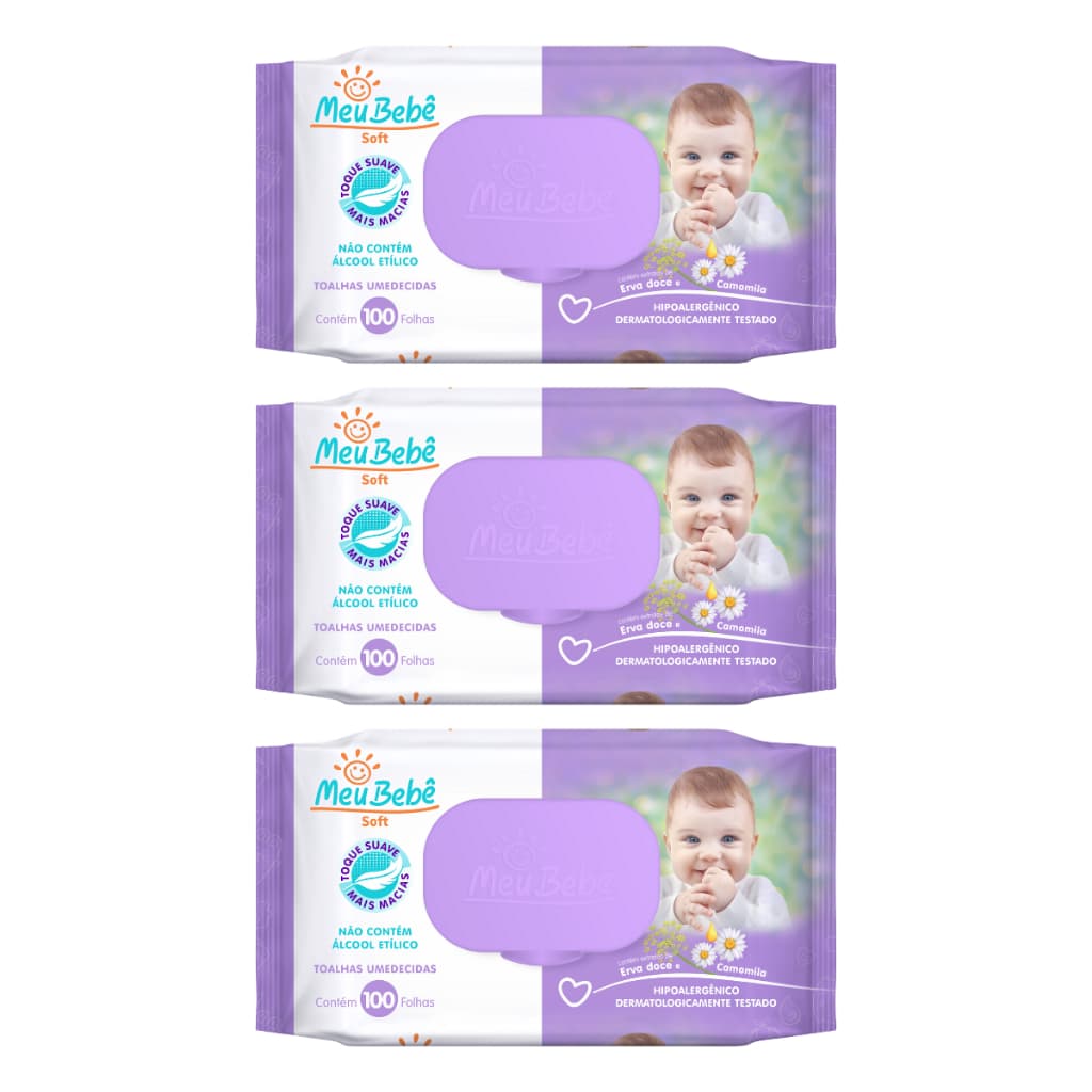 TOALHA UMEDECIDA MEU BEBÊ SOFT 300 FOLHAS (3UNDX100FLS)