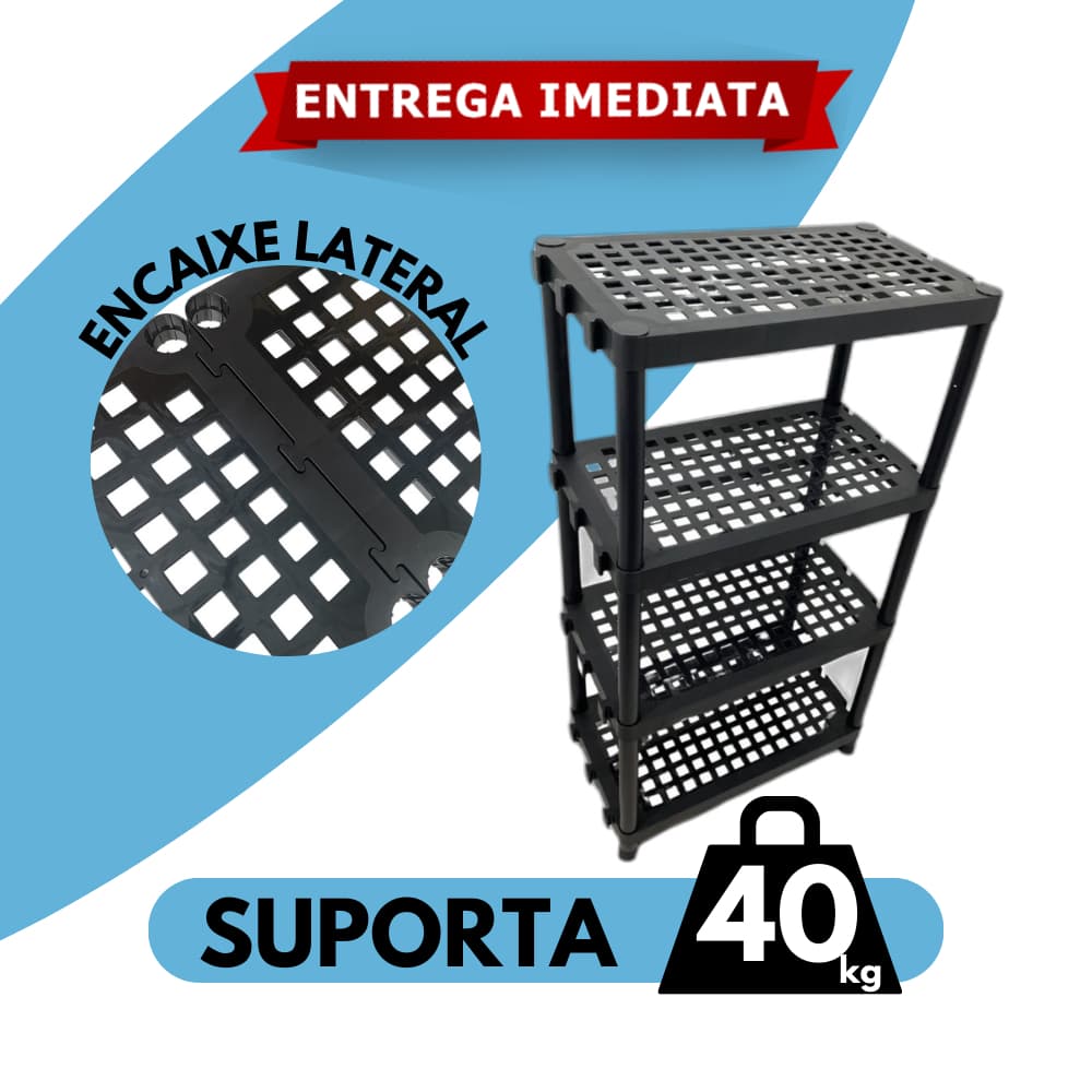 Estante Organizadora com 4 Prateleira de Plástico Modular Multiuso