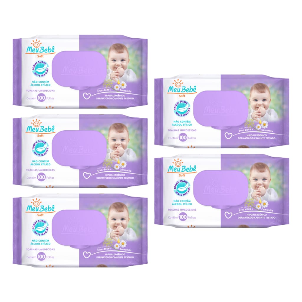 TOALHA UMEDECIDA MEU BEBÊ SOFT 500 FOLHAS (5UNDX100FLS)