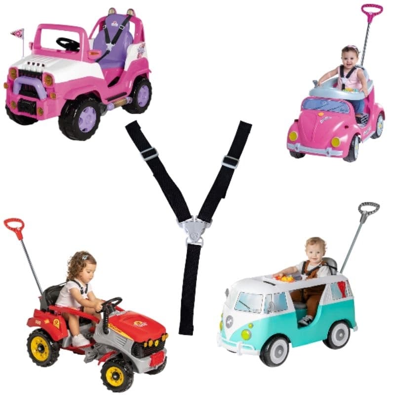 Cinto de segurança 3 pontos para carrinho de passeio peça calesita