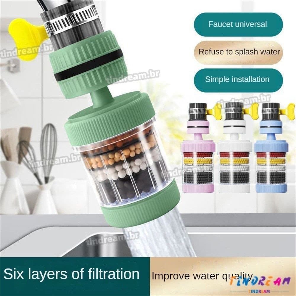 Filtro De Água De 6 Camadas，Soto Interface De Torneira Universal Giratória 360 °,Filtro De Torneira Lavável Removível D