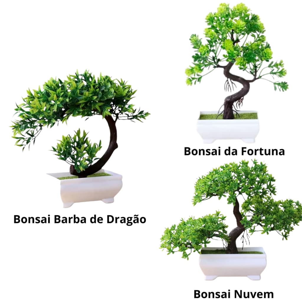 Kit 3 Bonsai Artificial Realista Plástico Natural Pinho Bonsai para Decorações