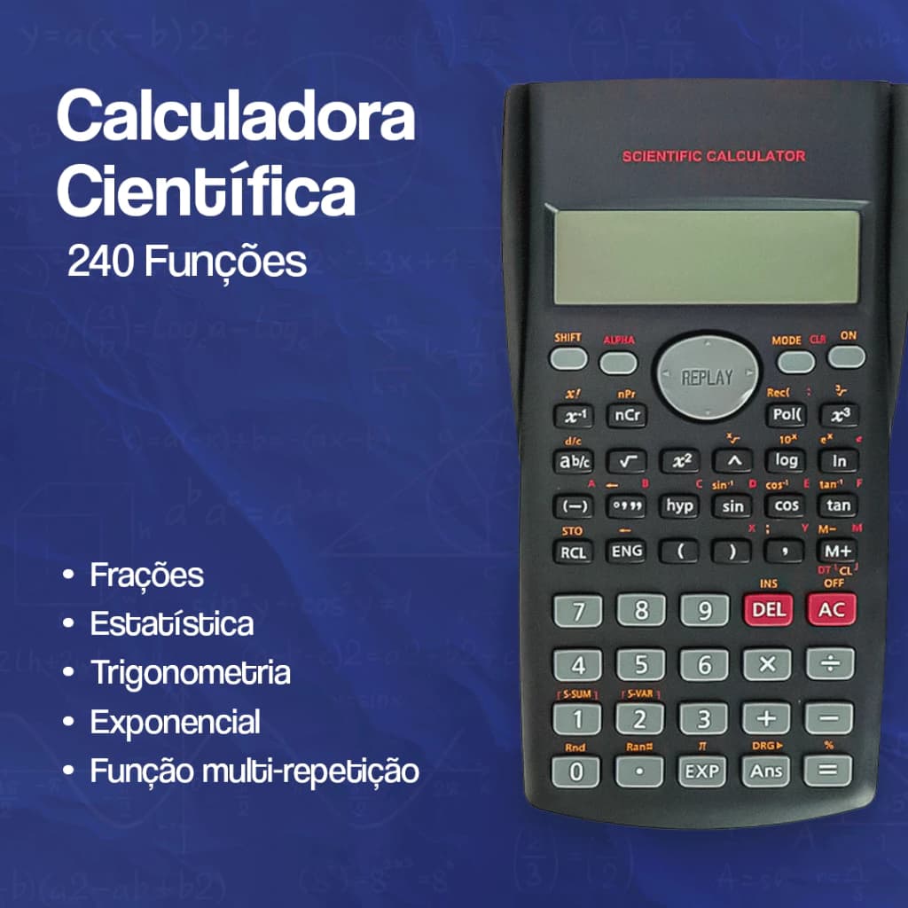 Calculadora Científica 240 Funções Original Com Capa Protetora