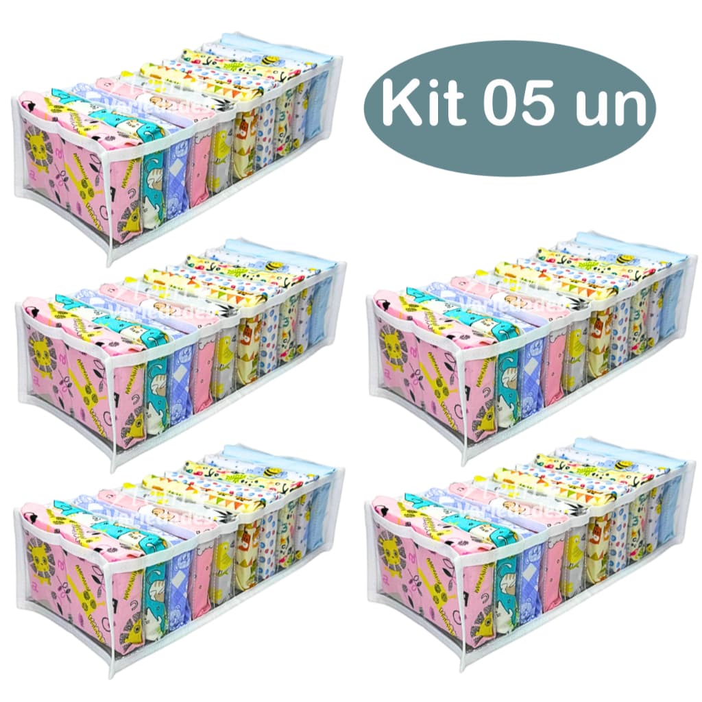 Kit 5 Colmeias Organizadoras de Gavetas com 10 Divisórias – Organizador de Roupas Íntimas, Meias, Biquínis e Fraldas
