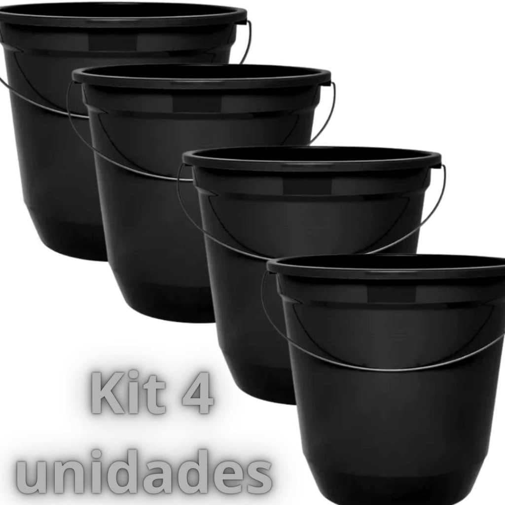 Kit 4 Baldes de Limpeza Plástico Reforçado 7,5
