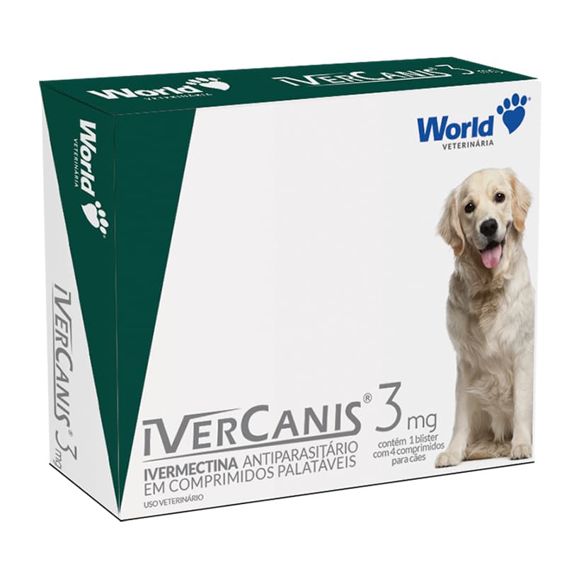 Remedio para carrapato, pulgas e sarna Ivercanis 3mg 6mg 12mg C/4 Comprimidos - World
