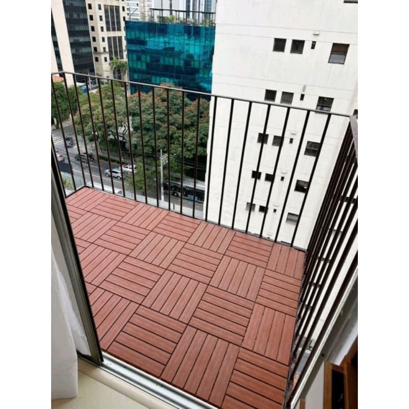 Kit 9 Deck plástico modular textura madeira para banheiro jardim sacada piscina
