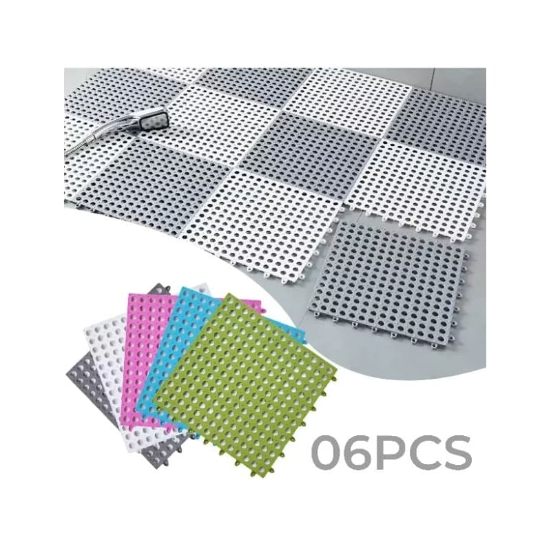 06 Tapete modular 30x30 superfície antiderrapante para Box banheiro banho chuveiro vestiários