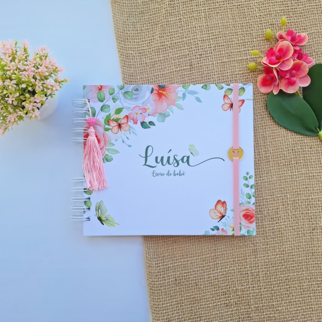 Livro do bebê  Floral menina - Acabamento luxo