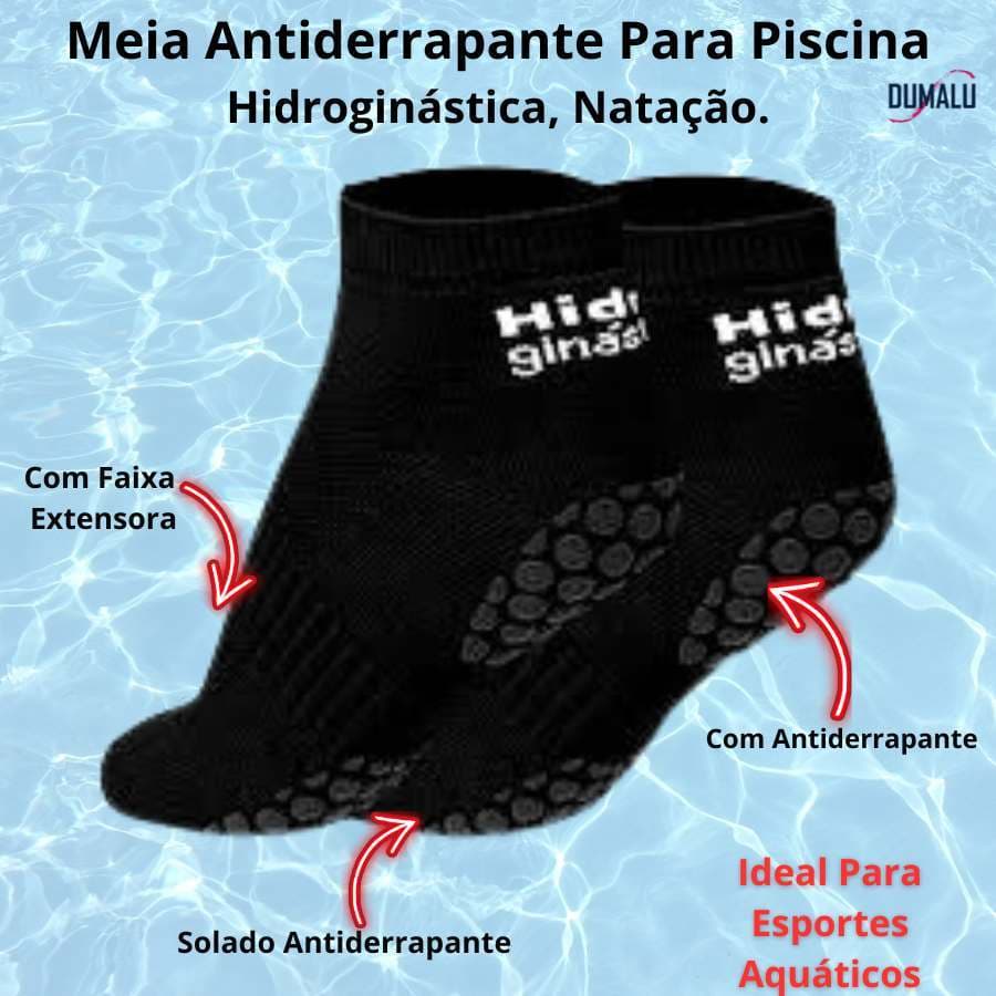 Meia Para Hidroginástica, Natação, Piscina Antiderrapante Selene