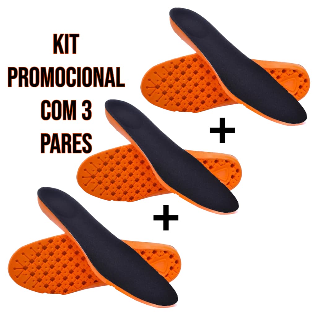 Kit 3 Pares de Palmilha Gel Macia Ortopédica Confortável Esporão Calcâneo Unissex Tênis Bota Sapato