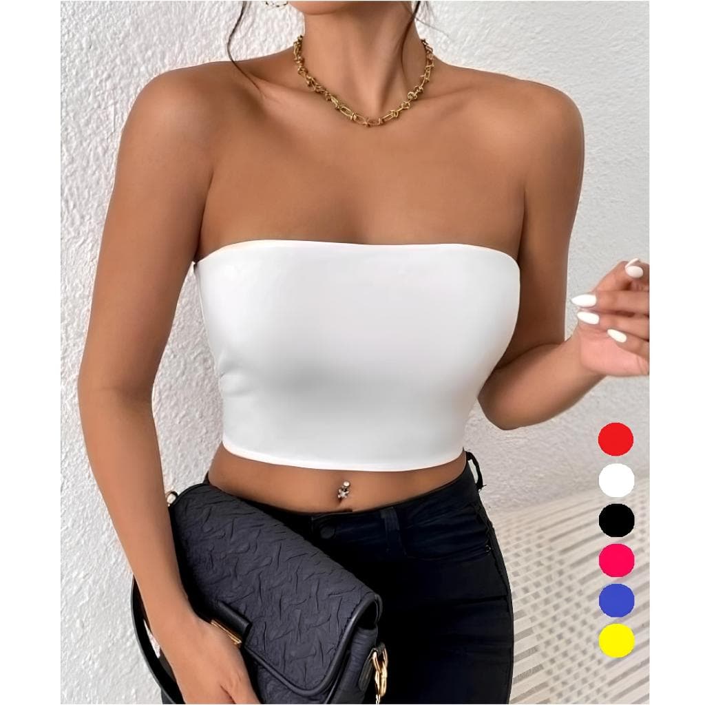 CROPPED TOP FAIXA EM SUPLEX TOMARA QUE CAIA SEM ALÇA
