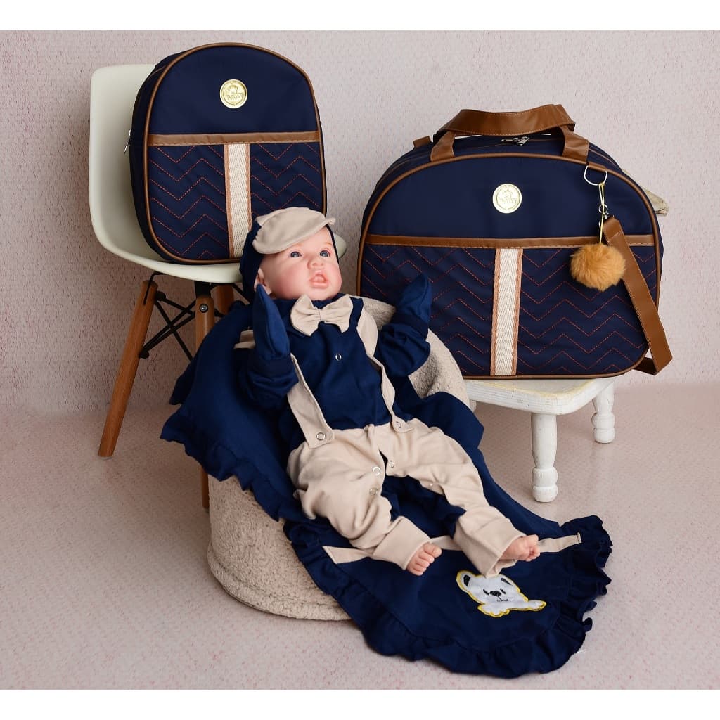 Kit Bolsa de Bebê Mala Maternidade Com saída Maternidade Roupinha e Manta para Recém Nascido