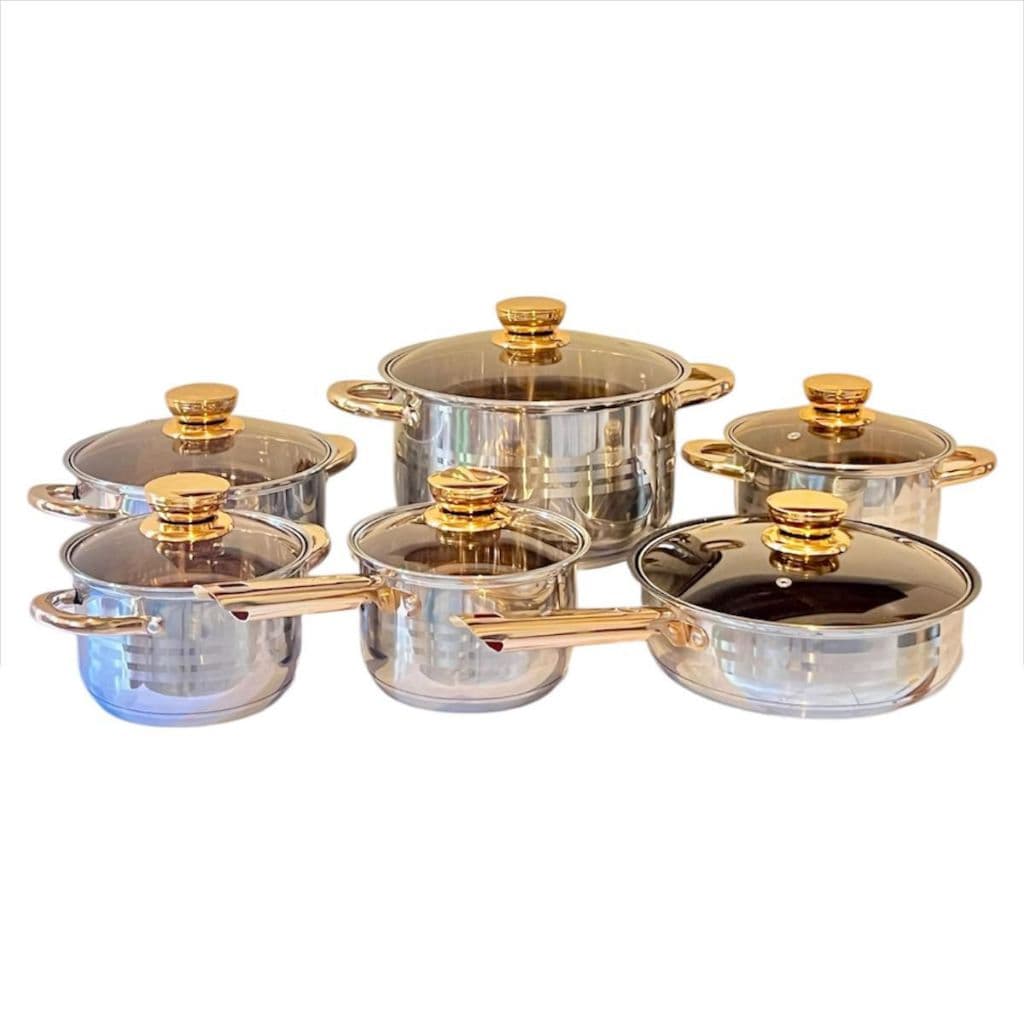 Panelas MATTERHORN 12 Peças Aço Inox Multicamadas Fogão à Gás e Indução Alta Qualidade