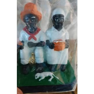 Estátua/ Escultura Casal Preto Velho 10 cm