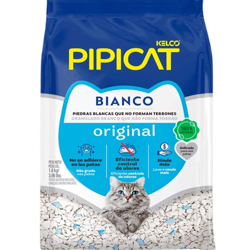Areia Higiênica Pipicat Bianco 1.8kg