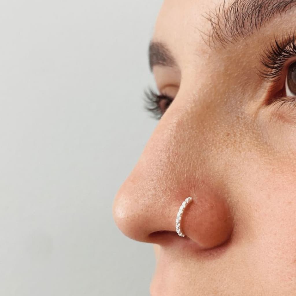 Piercing Argola Nariz Cravejado Zirconia Strass 6mm ou 8mm