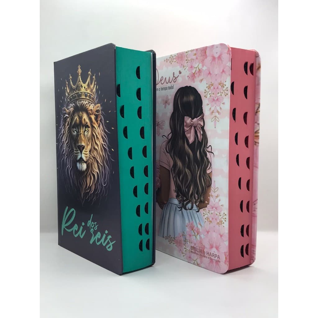 Kit 2 Bíblias  Sagrada Tamanho Grande Capa Dura Com Harpa Palavras de Jesus em Vermelho
