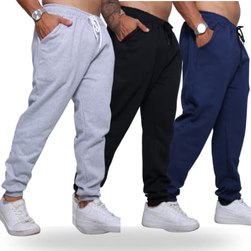 Kit 3 Calças Moletom Masculina Algodão Premium Academia Jogger para Invierno