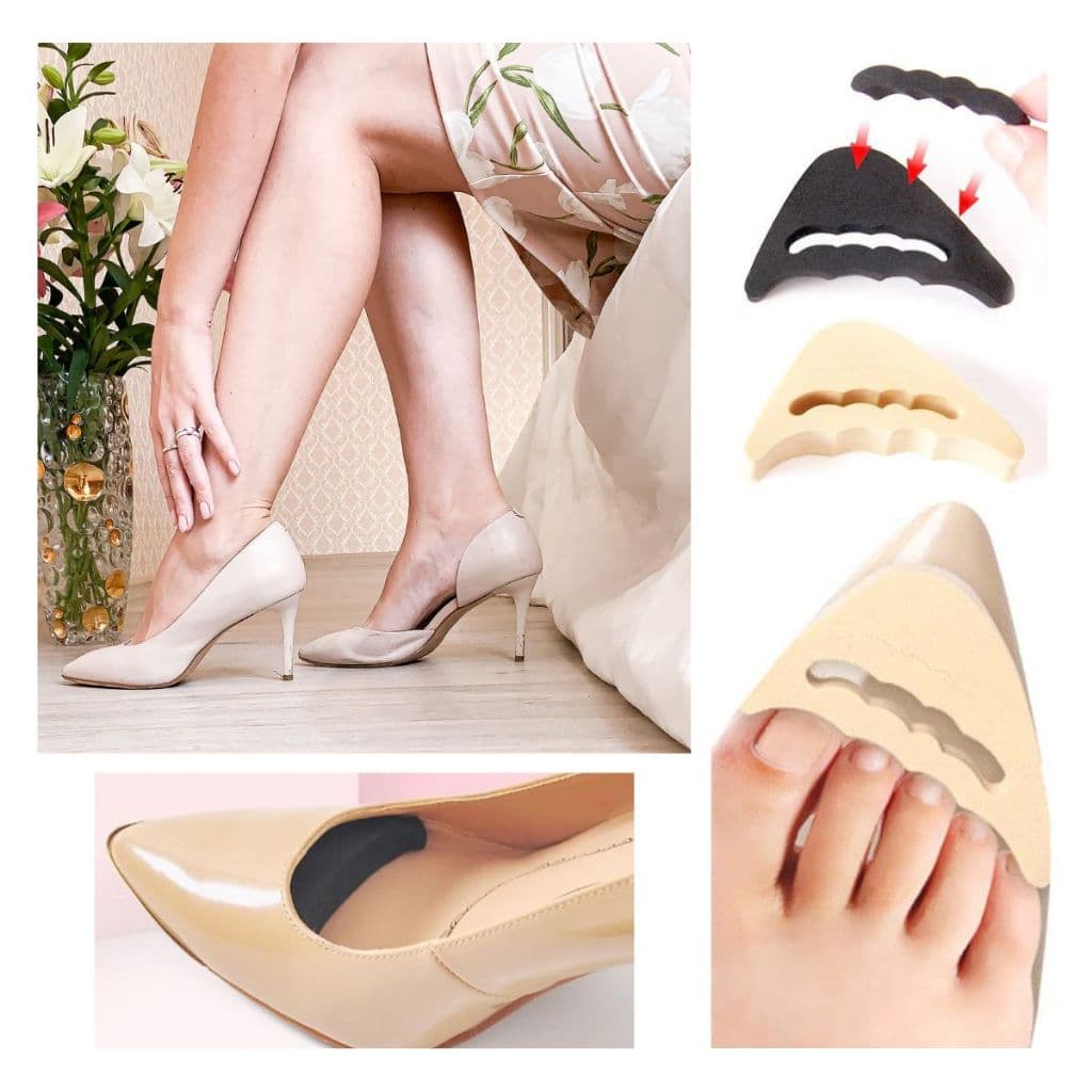 Um par de almofadas antepé para calçados de bico fino preenchimento