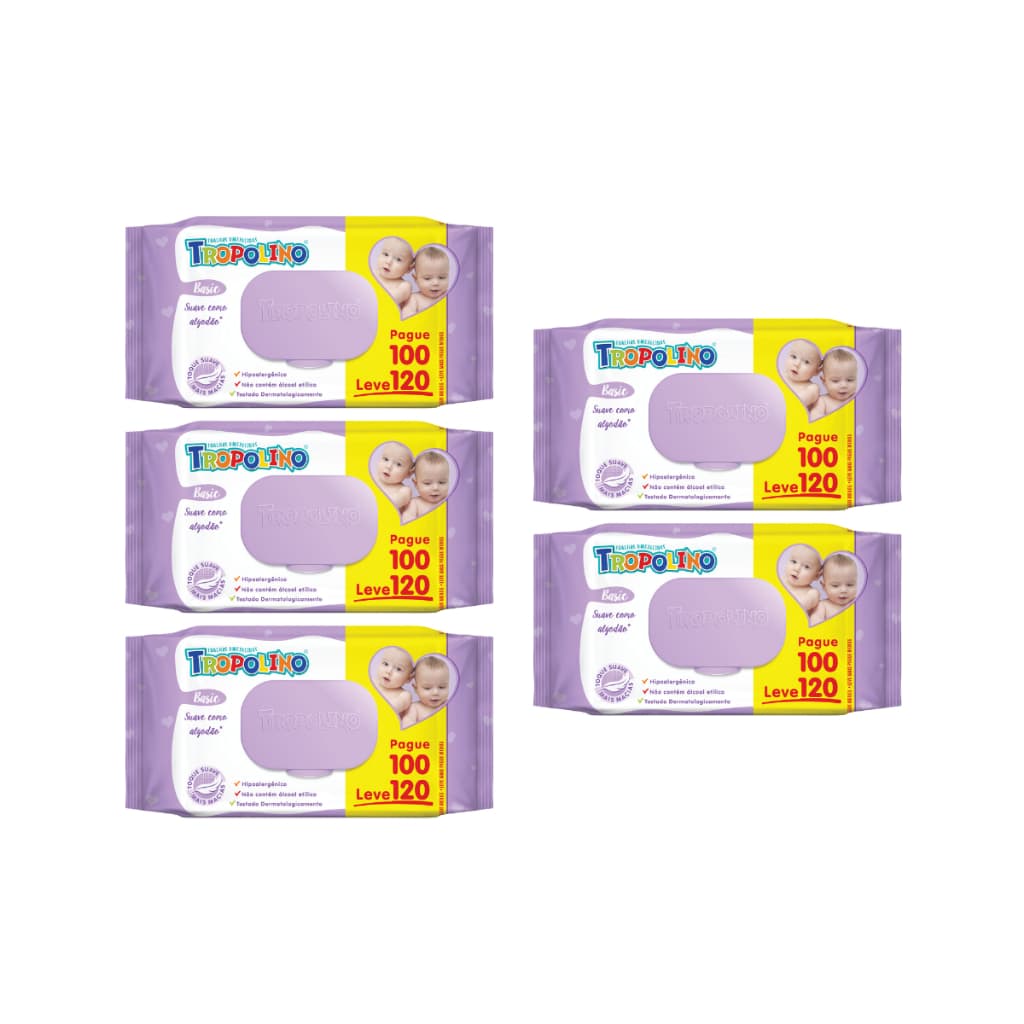 KIT TOALHA UMEDECIDA TROPOLINO 600 FOLHAS (5UNDX120FLS)