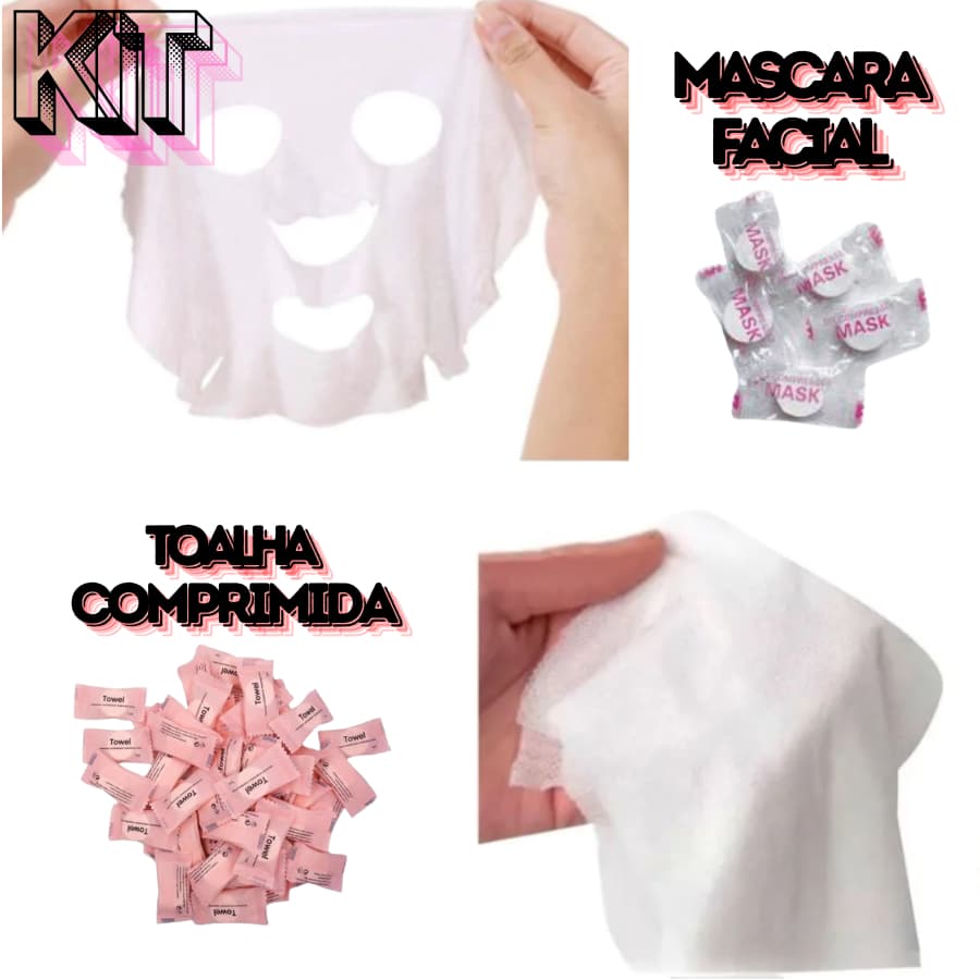 Kit 150 Unidades Mascará ou Toalha Comprimida Limpeza de Pele Skin Care