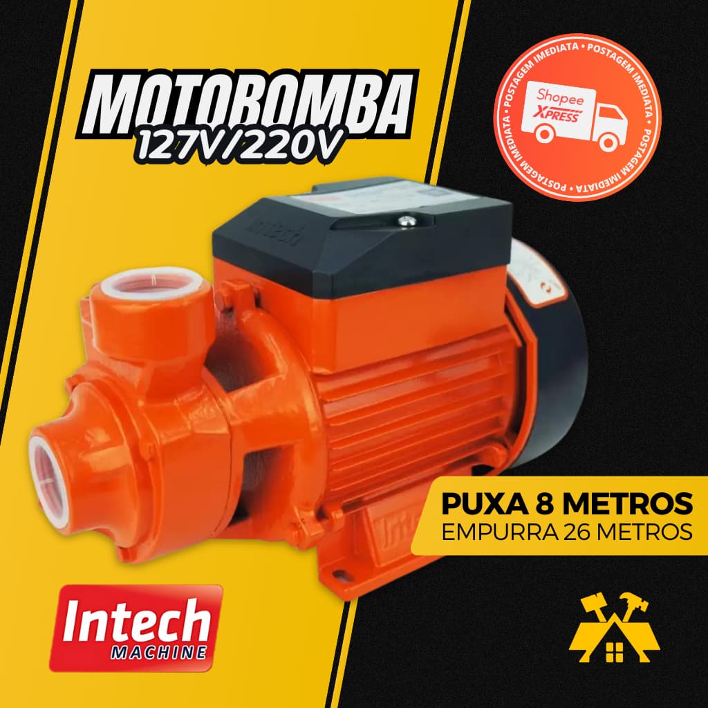 Bomba D'água Periférica 1/2 HP (0,5CV) BP500 Intech 127V/220V Poço Cisterna Irrigação Residencial