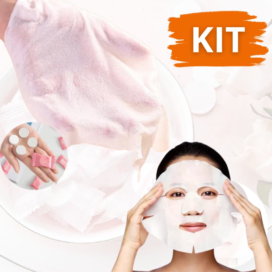 Kit  Toalha ou Máscara Facial Desidratada Comprimido Compactada para Skin Care